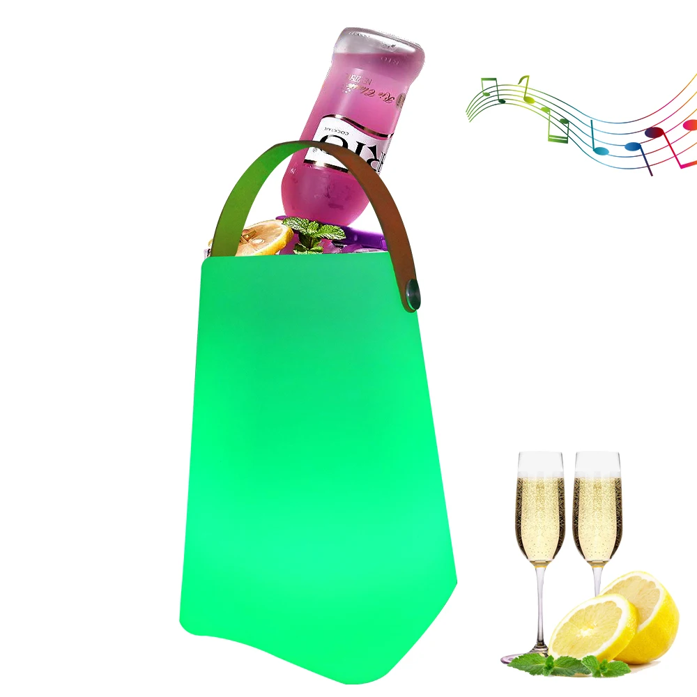 

led light speaker with ice bucket battery operated wine cooler illuminated champagne wine cooler decorated for weddings, 16 colors changing