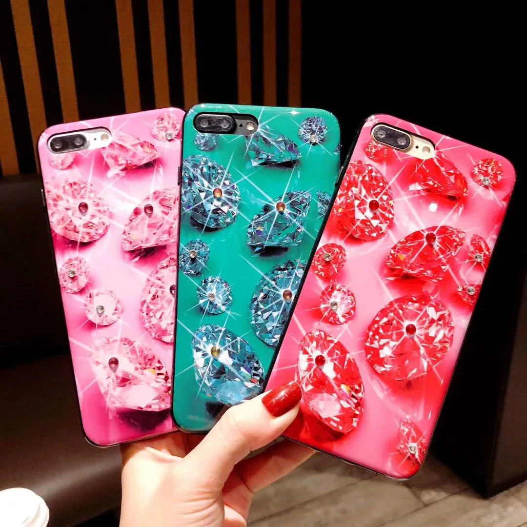 

Free Shipping Glitter Luxury 3D Diamond Goddess Gem Silicone Soft cover for iPhone 12 11 Pro MAX XR XS 7 8plus X 6 phone cases