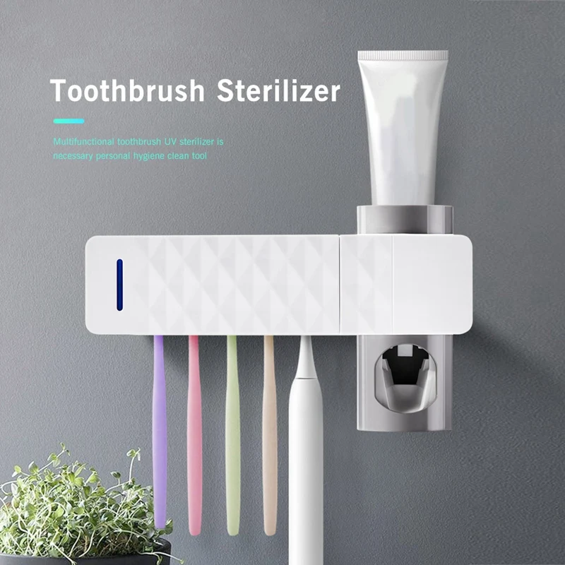 

3 in 1 UV Light Ultraviolet Toothbrush Sterilizer Toothbrush Holder Automatic Toothpaste Squeezers Dispenser Oral Care Dropship