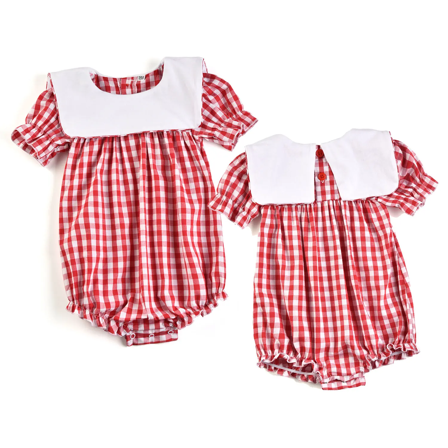 

NO MOQ and RTS 100% cotton muslin fabric boutique bow baby clothes infant clothing toddler baby girls rompers, As picture show