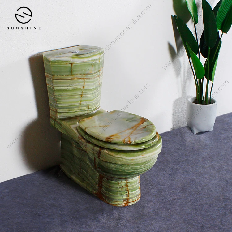 Custom Luxury Green Onyx Marble Stone Sanitary Ware WC Toilet Bowl