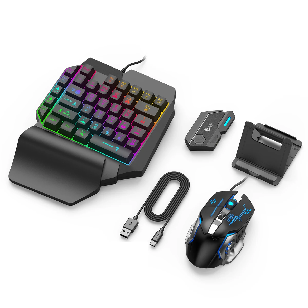 

MIX se MIX elite Amazon Hot Selling Single Mini Mechanical Gaming Led Keyboard and Mouse Combo Gamer Keyboard mouse converter, Black