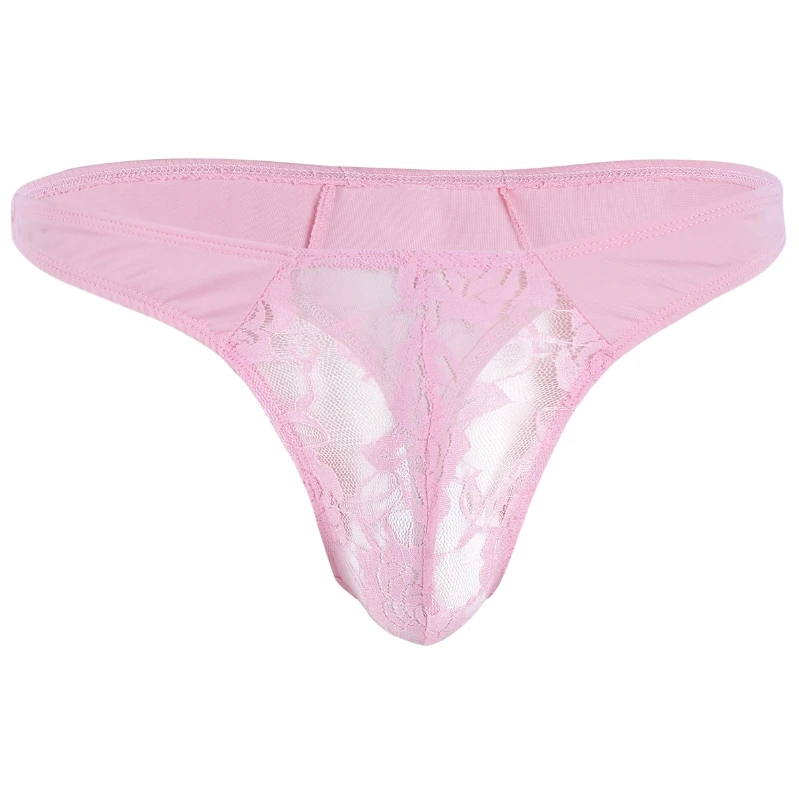 

Custom Mens Low Rise Briefs Panties Lace Floral G-string Sexy Underwear Bulge Pouch Thong