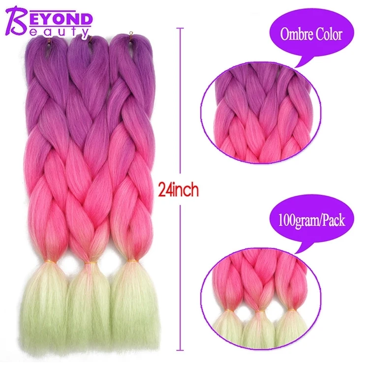 Cheap Synthetic Braiding Hair Ombre Jumbo Hair Synthetic Fiber For Box