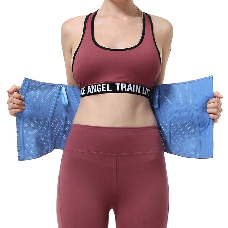 

Women Columbiom Latex Fajas Back Pain Relief Lumbar Support Biue Pink Corset Shaper Trimmer, Pink,blue