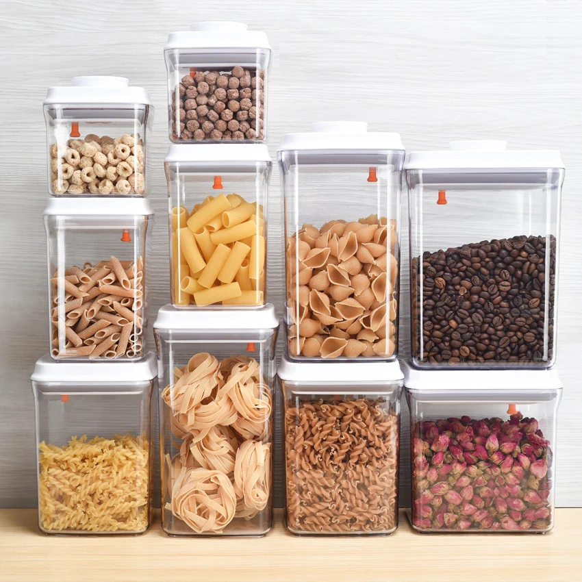 

Amazon Best Selling BPA Free Kitchen Plastic Airtight Dry Food Storage POP TOP Cereal Food Storage Container Set with Lids