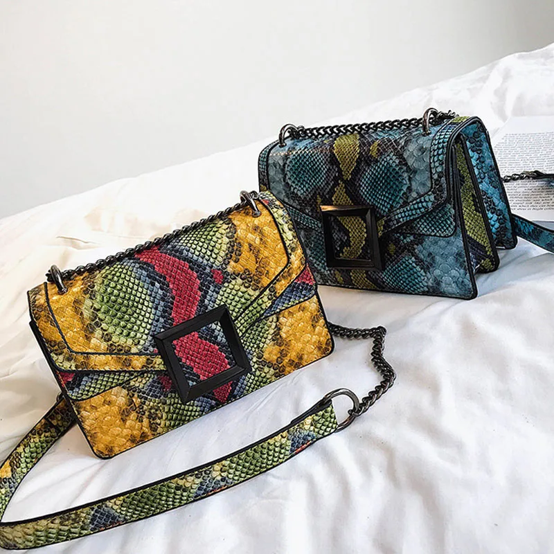 

2020 Luxury bag snake skin clutch women shoulder bags fashion serpentine handbags crossbody bag, 5 colors