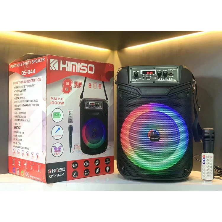 

QS-844 Factory Direct Selling Speaker Box KIMISO 8 Inch Big Woofer Speaker With RGB Lights