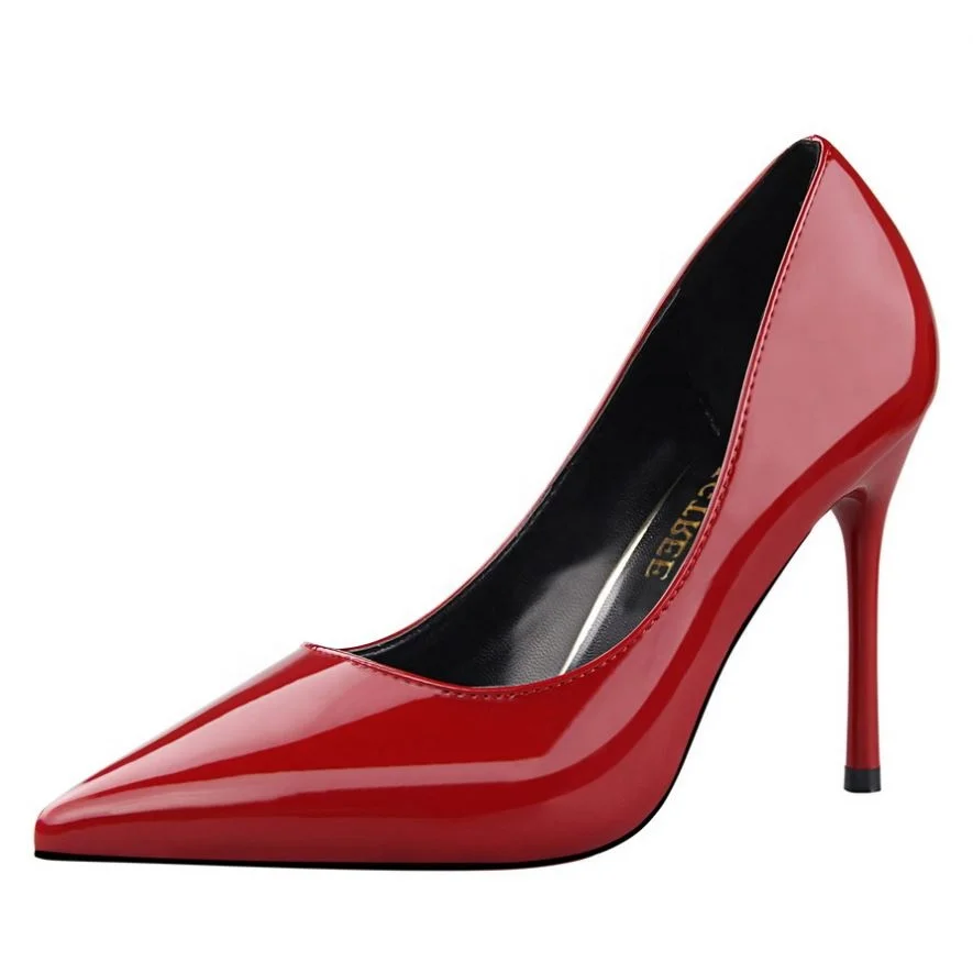

Sapato Bigtree Shoes Simple Pop Design Patent Leather Ladies Office Shoes Women Pointed Toe Shoes Women Heels Sexy Pumps, 9 colors