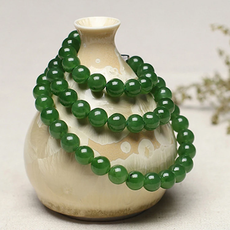 

Hot Sale 6MM/8MM/10MM Sapphire Jade Necklace High Polished Beaded Necklace Natural Stone Necklace Wholesale, Picture shows