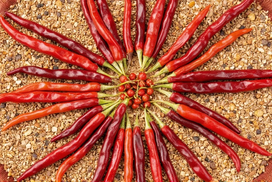 Fresh chilies on a wooden table
