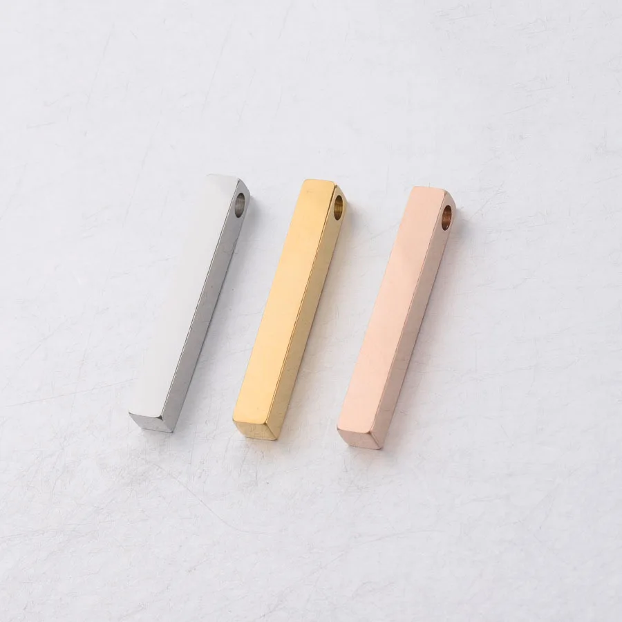 

28x4x4mm High Polished Round Corner DIY LOGO Laserable Cuboid Blank Stainless Steel Bar Pendant Charm For Necklace Bracelet, Gold,silver,rose gold,black,rainbow
