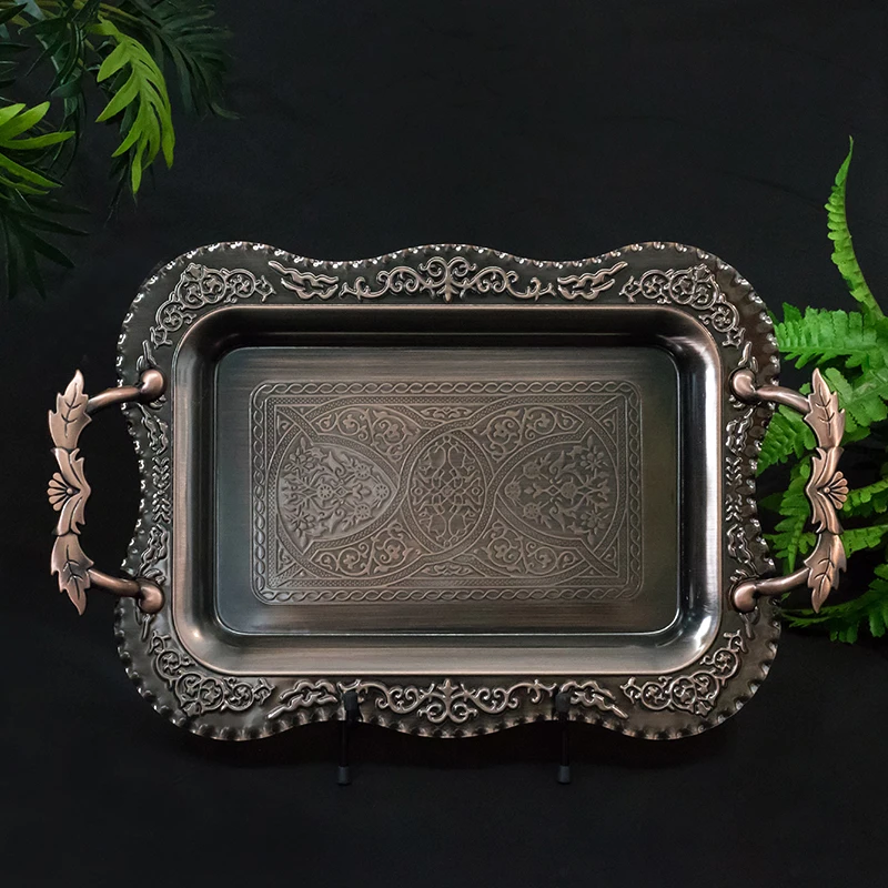 

European Style Size 44x30.5cm Stainless Steel Tray Copper Plating Tray For Kitchen