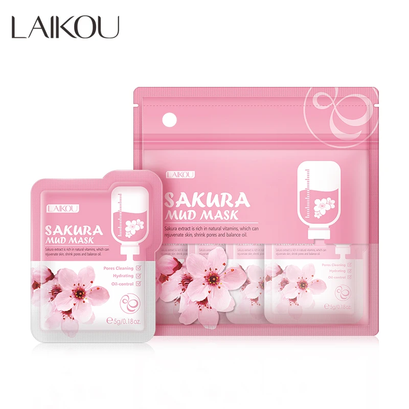 

Vietnam free shipping LAIKOU 60g deep cleansing JAPAN Sakura mud cream skin care product 5*12pcs Sendo/SHOPEE