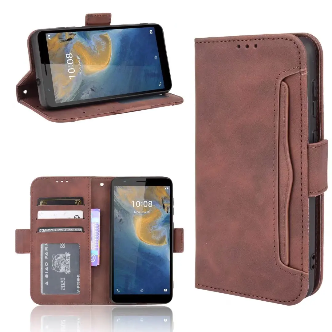 

Multi Card Slot Cattle Stripe Flip Wallet Leather Case For ZTE Blade A31, As pictures