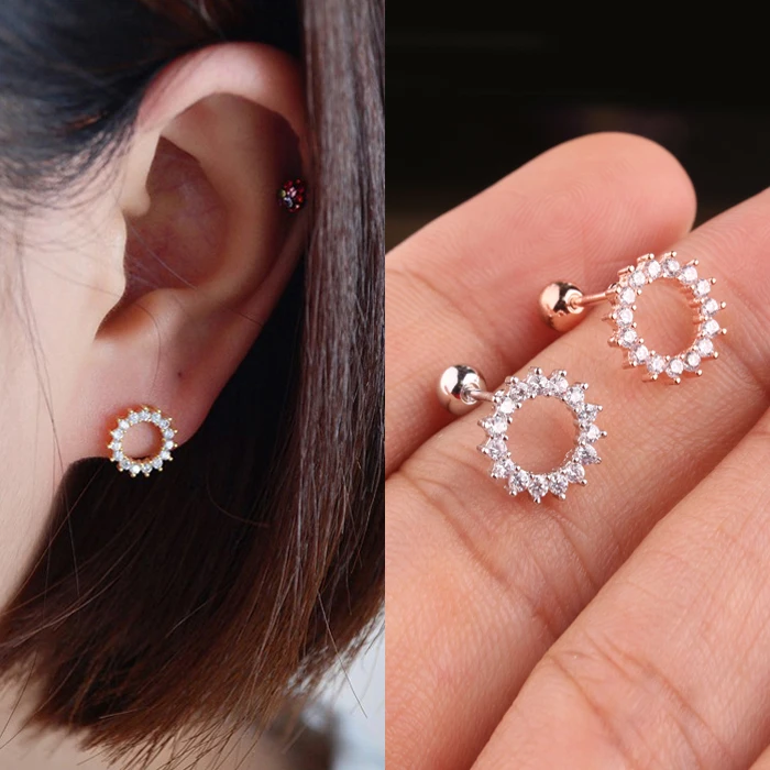 

Ready Stock Quality Stainless Steel diamond unique tragus earrings