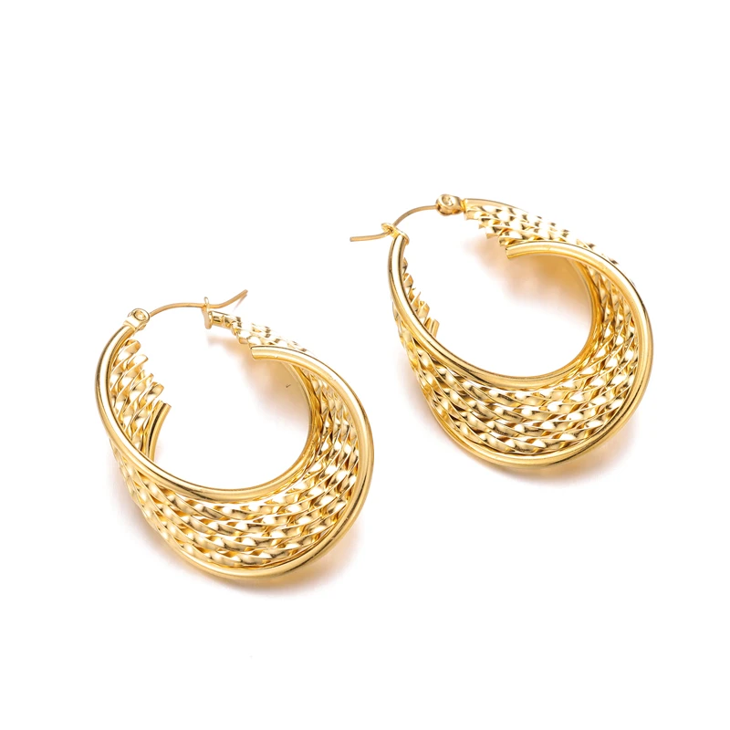 

pearl hoop earrings wholesale bulk fashion jewelry earrings shape u gold plated stainless steel earrings