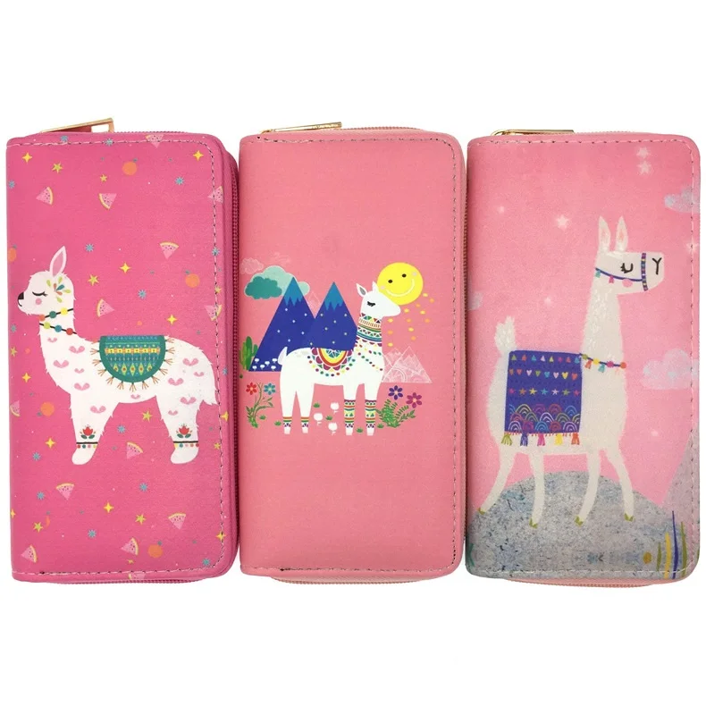 

Hot selling cute alpaca PU leather wallet for fashionable ladies wallet to figure customization wallet