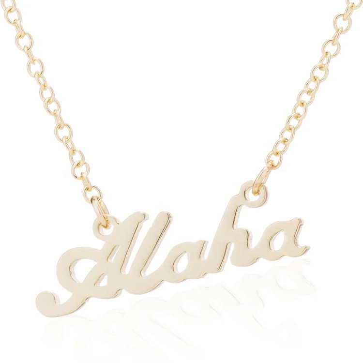 New Design Stainless Steel Creative Letter Necklace Aloha Letter Boho Font Letters English Gold Necklace Pendant Custom Jewelry