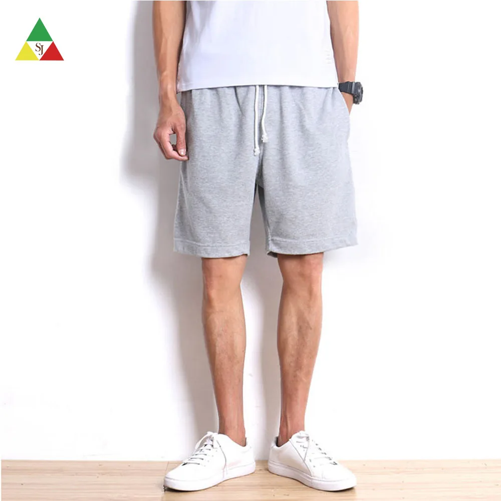 

wholesale custom 100% cotton blank casual mens track shorts, Black