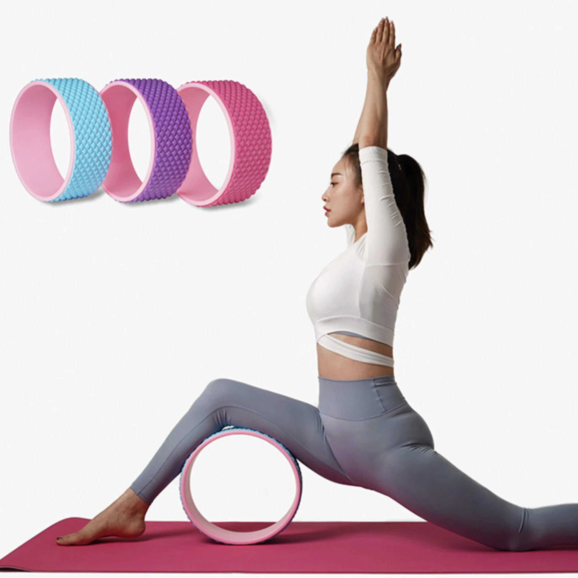 

Home Fitness Yoga and Pilates Training yoga wheel ABS+EVA yoga wheel set, Pink