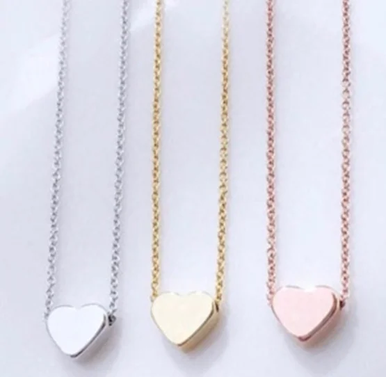 

Personalized Minimalist Tiny Dainty 925 Sterling Silver Hollow Heart Pendant Necklace, Sliver/gold/rose gold