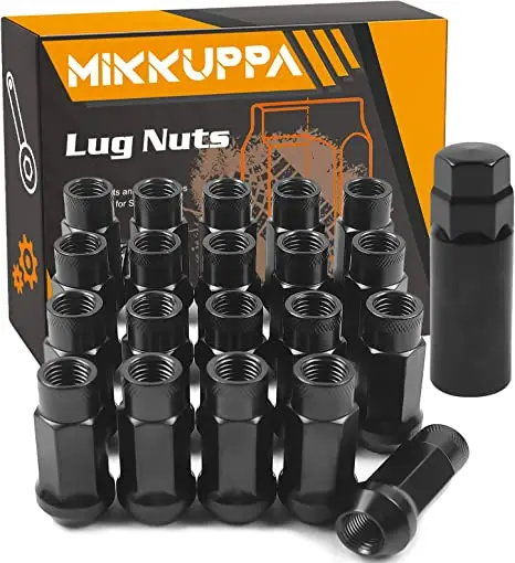 

Wholesale 20pcs M12x1.5 Open 50mm Height 60 Conical Seat Open End Black Lug Nuts