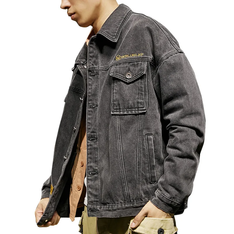 

Classic For Men Clothing Vintage Outdoor New Fashion Jean Jacket Plus Size Denim Jackets, Black,blue