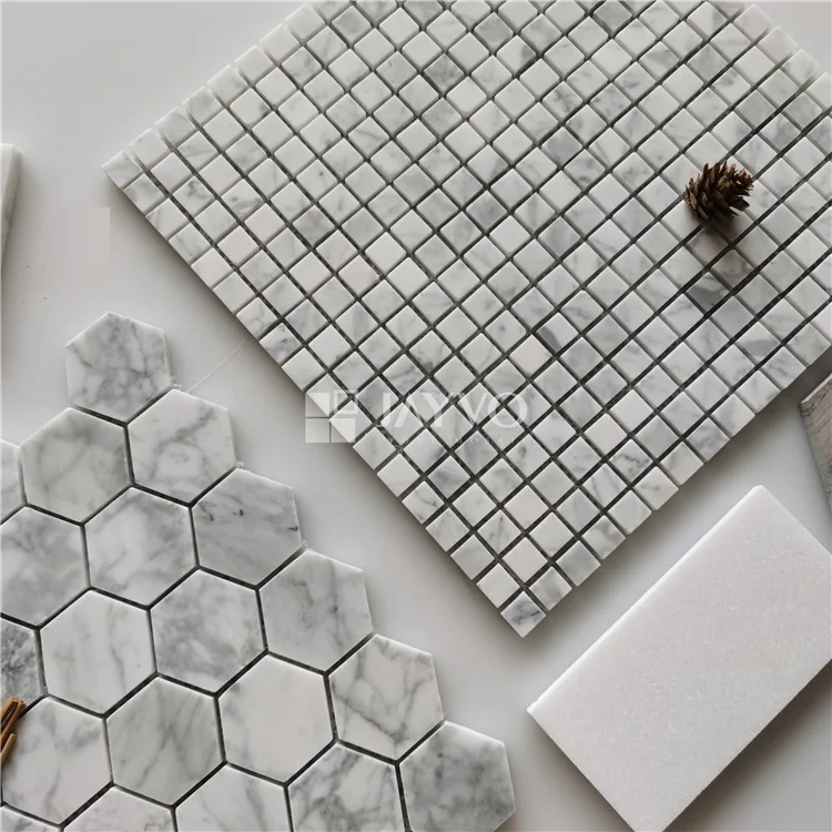 Italian Bianco Carrara Marble Mosaic Hexagon Polish 285*300MM Tiles Marble Mosaic Art Tile hexagon mirror tile