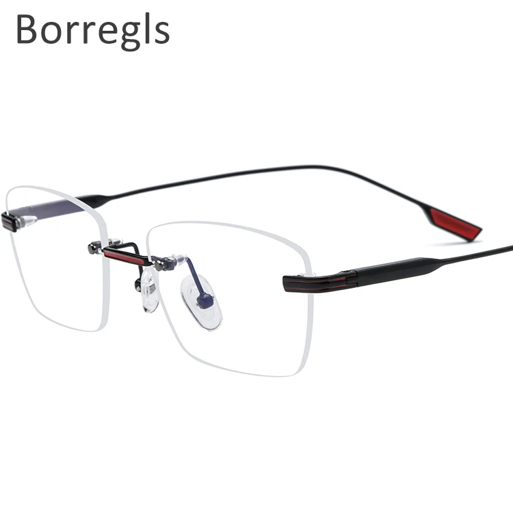 

Borregls B Titanium Rimless Glasses Frame Women Prescription Eyeglasses Myopia Optical Men Vintage Business Square Eyewear 10093