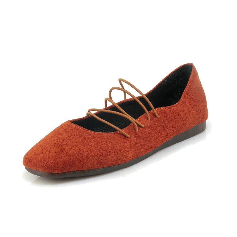 

Factory low price Cross Strap Band Square Toe Casual Ballet women flat shoes leather