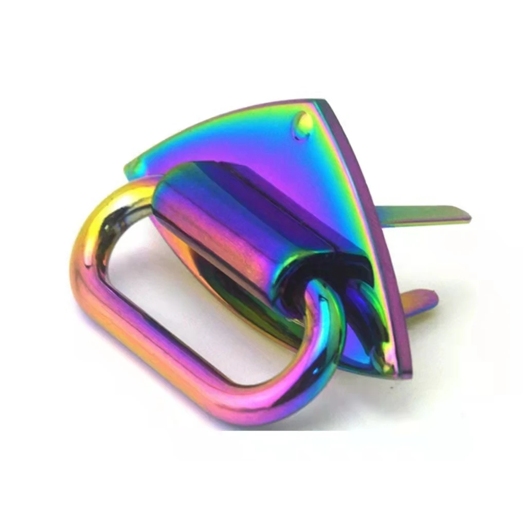 

Rainbow Metal Triangle Shaped Loop Button Decorative Hardware for DIY Bag Handbag Purse Making Accessories