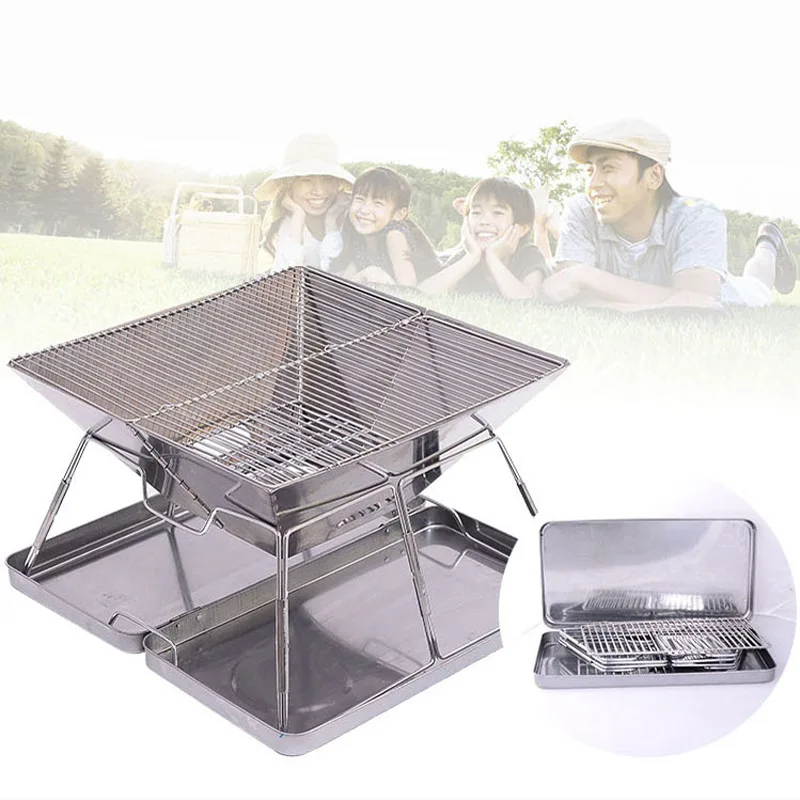 

Folding Stainless Steel BBQ Grill Portable Camping Grills Outdoor Charcoal BBQ Grill Rack Barbecue Accessories For Kitchen Tools