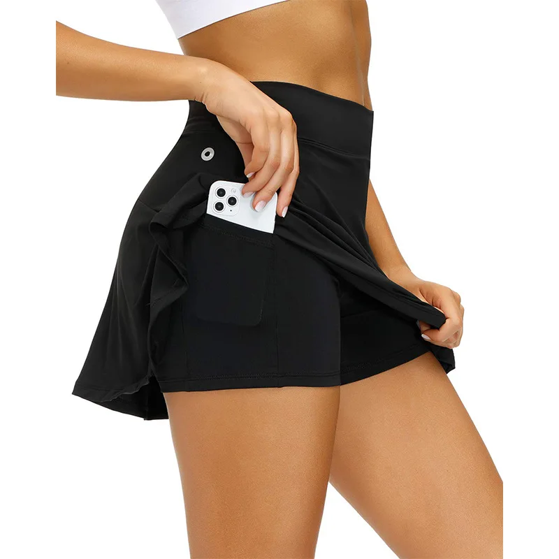 

Fashion Cross border new double layer sports short skirt anti-go naked lady golf tennis skirt fitness yoga leisure pant skirt