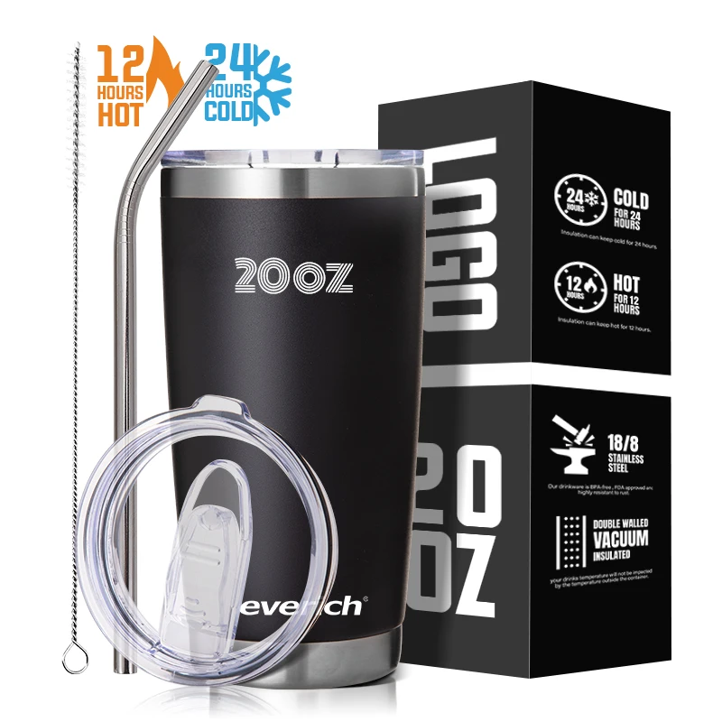 

Custom Logo 20oz 30oz Tumbler Cups Stainless Steel Double Wall Vacuum Insulated Coffee Ice Cup with lid and straw