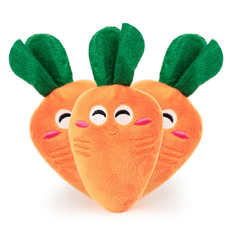 

High Quality Bite Resistant Chewing Teeth Cleaning Plush Funny Squeaky Carrot Dog Pet Toy, As pictures