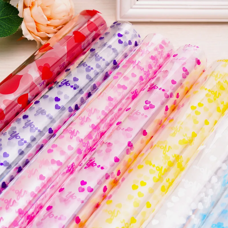 

Hot Sale Festival Gift Heart Printed Plastic Bag Gift Packaging Color Cellophane Bag