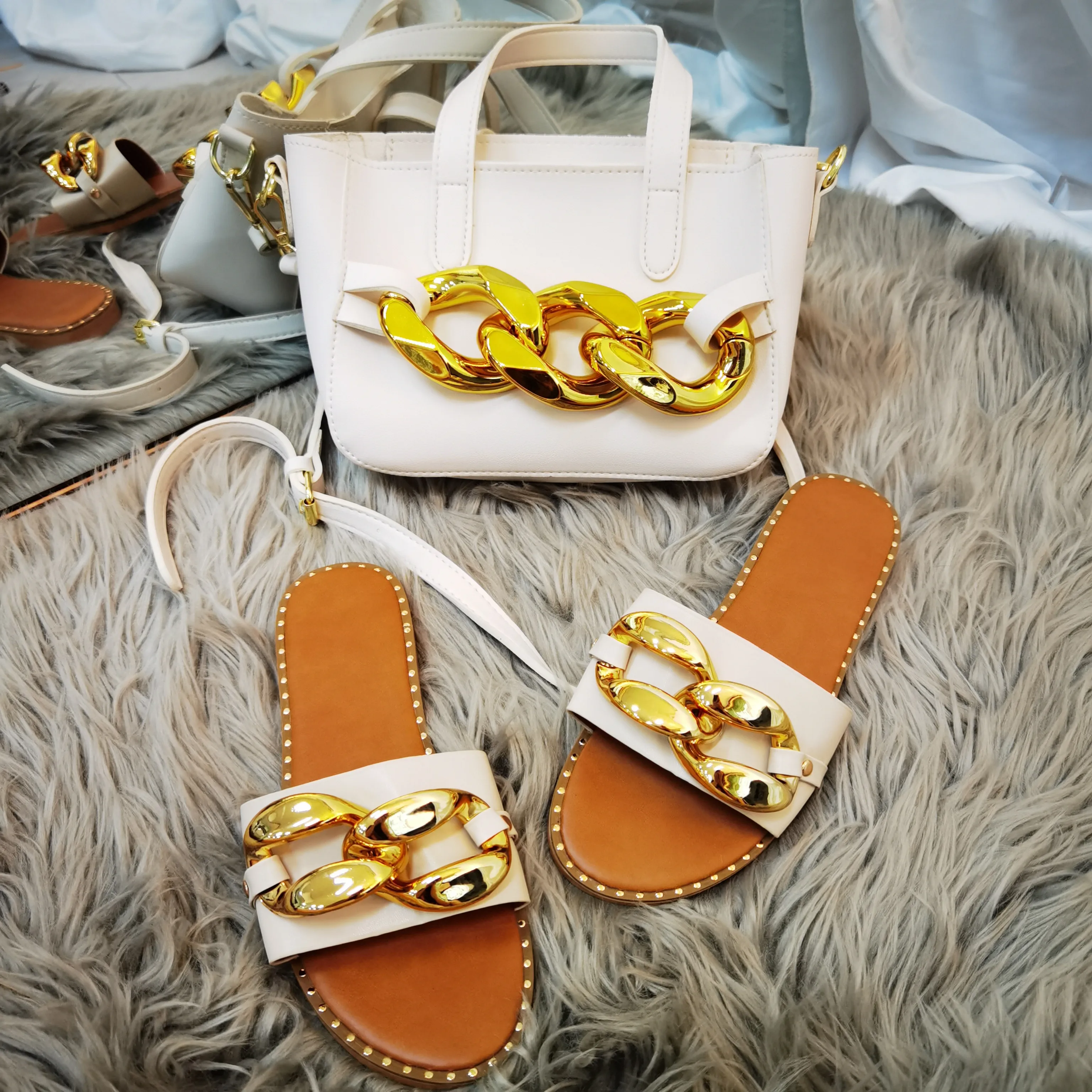 

2021 Trendy Women Colorful Diamonds Handbags Bling Rhinestones Flat hair band with Purses Set Slippers for Ladies, Requested colors