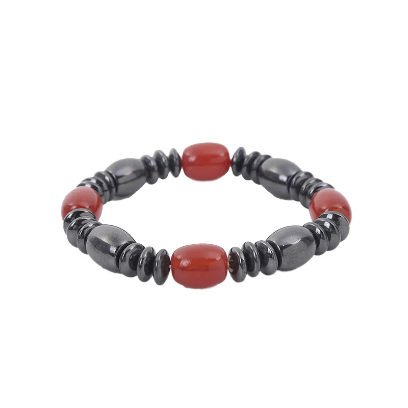 

Natural Stone Pure Bead Agate Bracelet Red Beads Hematite Beads Bracelet Ankle Bracelets For Women, Black and gold