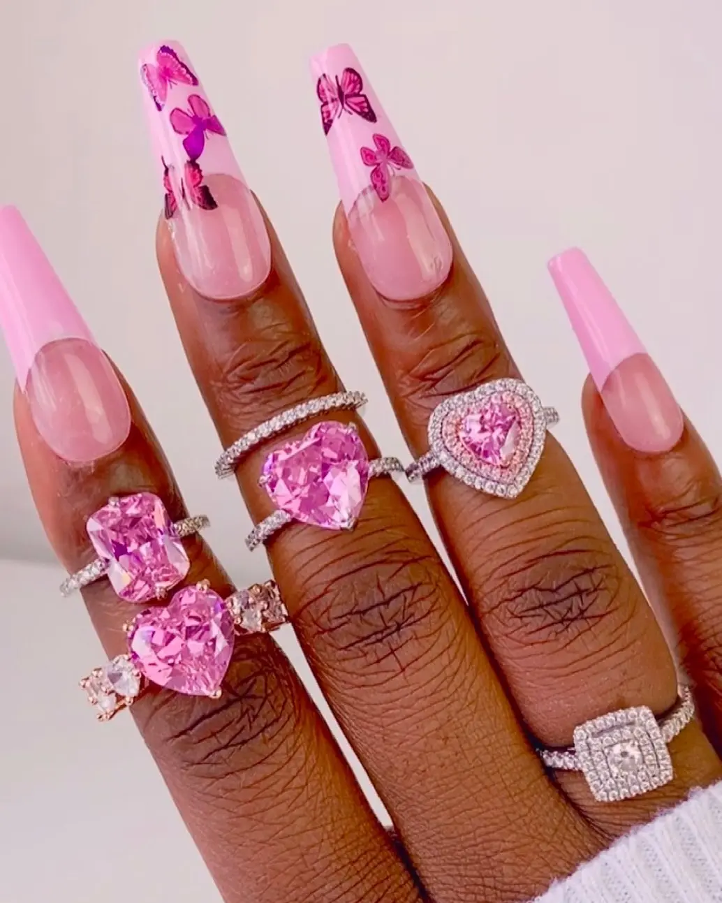 

2022 hot selling bling pink heart shape charm wedding ring iced out cz elegant engagement women ring