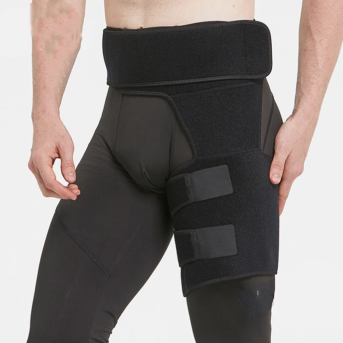 

Copper Compression Groin Thigh Sleeve Hip Support Wrap Adjustable Brace Hamstring, Black