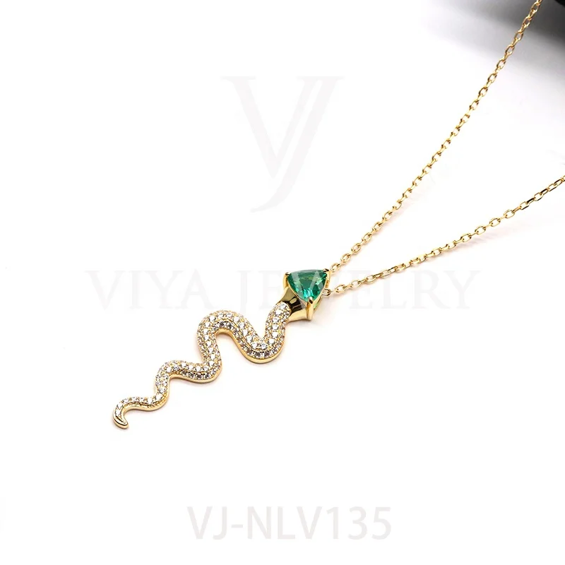 

Elegant Snake Design Real 925 sterling silver lnlaid With Precious Stones Necklace, Designed with natural gemstones