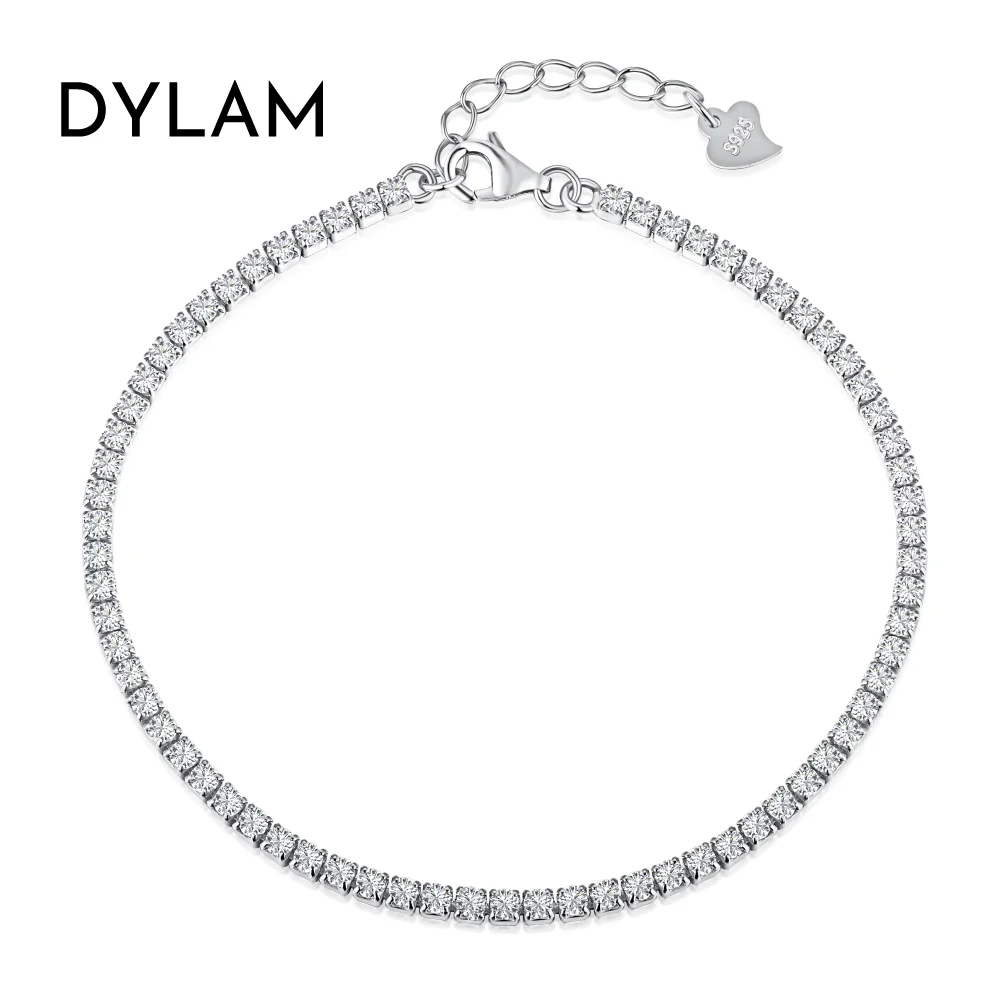 Dylam Wholesale 925 silver tennis chain bezel sterling cz adjustable rose gold solid mounting extremely stylish women bracelet