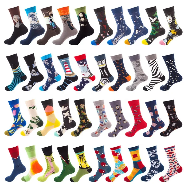 

2020 new arrivals wholesale four seasons cotton jacquard novelty unisex quality funny socks