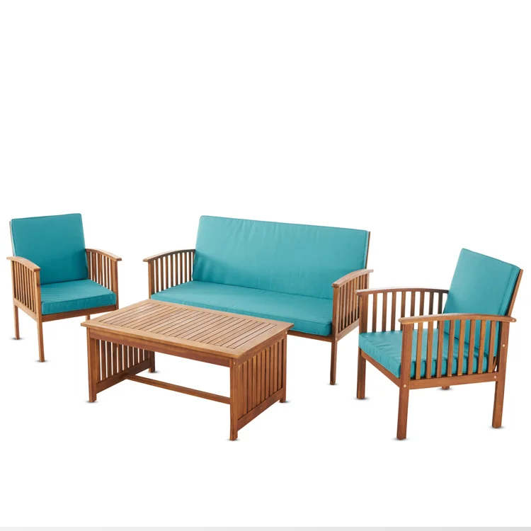 

Free Shipping Within US Outdoor Garden 4 Piece Brown Patina Acacia Wood Sofa Set With Cushions