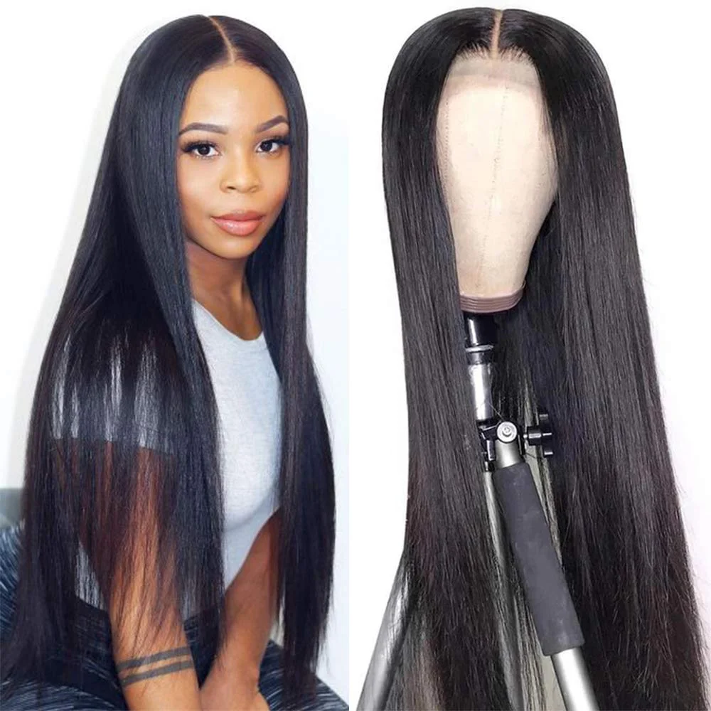 

4*4 5*5 HD Lace Wig Vendor Cuticle Aligned Virgin Human Hair Pre Plucked Long Straight 5x5 Closure Wig For Black Women