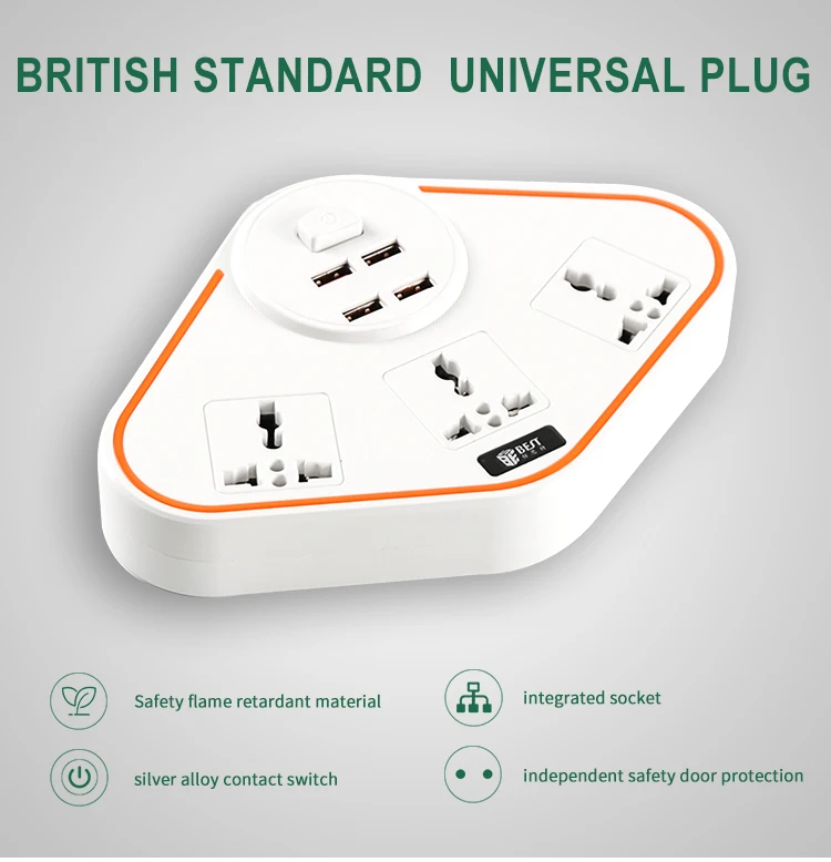 BST-07 smart power strip With 4 USB Extension Socket Plug Multifunctional Fast Charging Power Strip 10A 250V 2500W.jpg