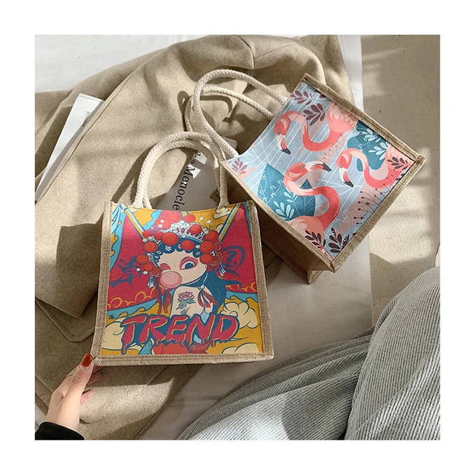 

2021 fashion summer beach linen tote gift bag designer ladies handbags for women