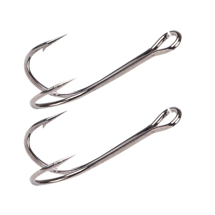 

Fishing Hooks Saltwater Dual Double Hook High Carbon Steel Black Fishing Double Hook