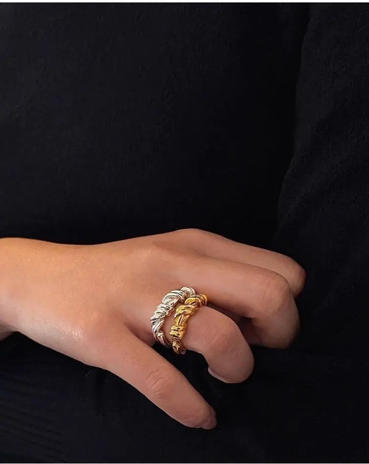 

Fashion Simple Gold Ring Twist 18k Gold Ring for Women ins Style Ring for Ladies